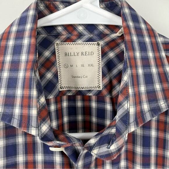 Billy Reid Navy Red Plaid Buttondown Button Down Shirt Sz S - Picture 4 of 4